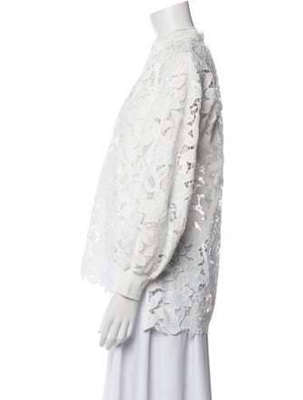 Alice + Olivia Lace Pattern V-Neck Blouse