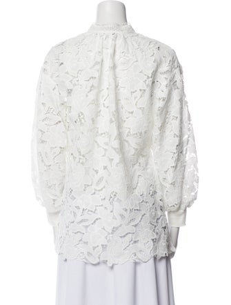 Alice + Olivia Lace Pattern V-Neck Blouse