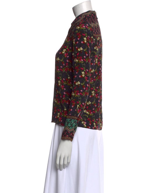 Alice + Olivia Silk Floral Print Button-Up Top