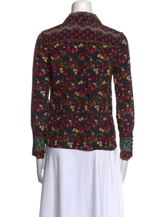 Alice + Olivia Silk Floral Print Button-Up Top