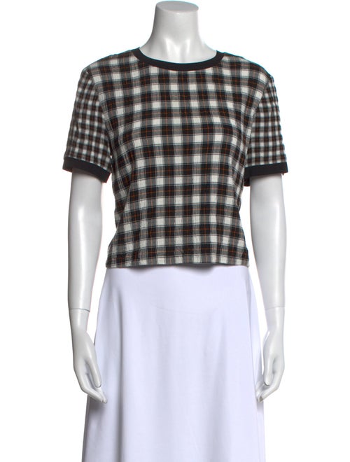 Alice + Olivia Plaid Print Crew Neck Crop Top