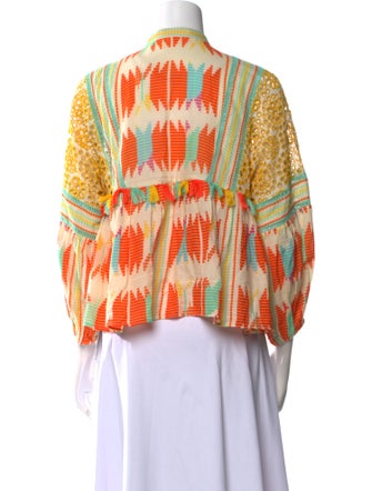 Alice + Olivia Printed Crew Neck Blouse