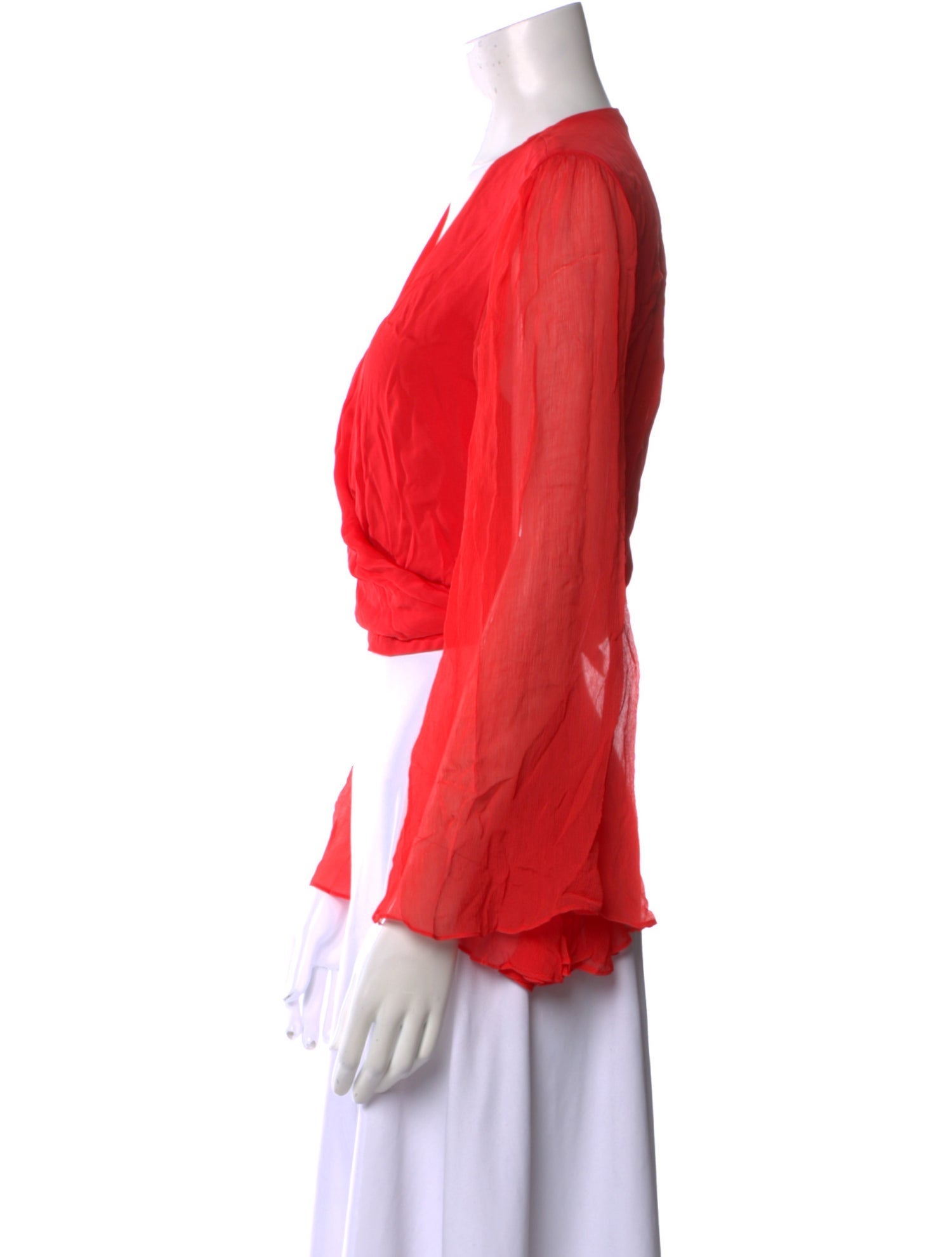 Alice + Olivia Silk V-Neck Crop Top