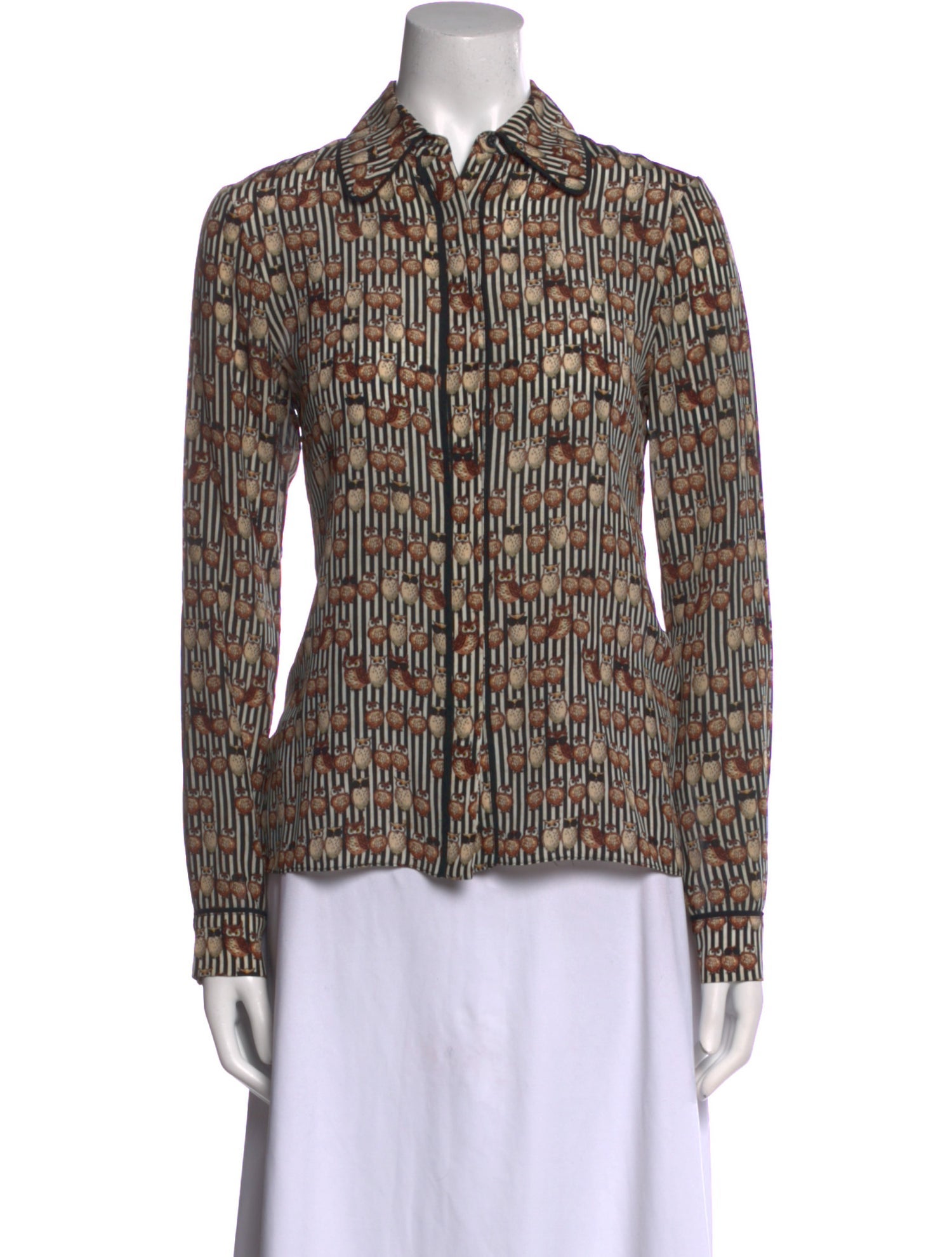 Alice + Olivia Silk Printed Button-Up Top