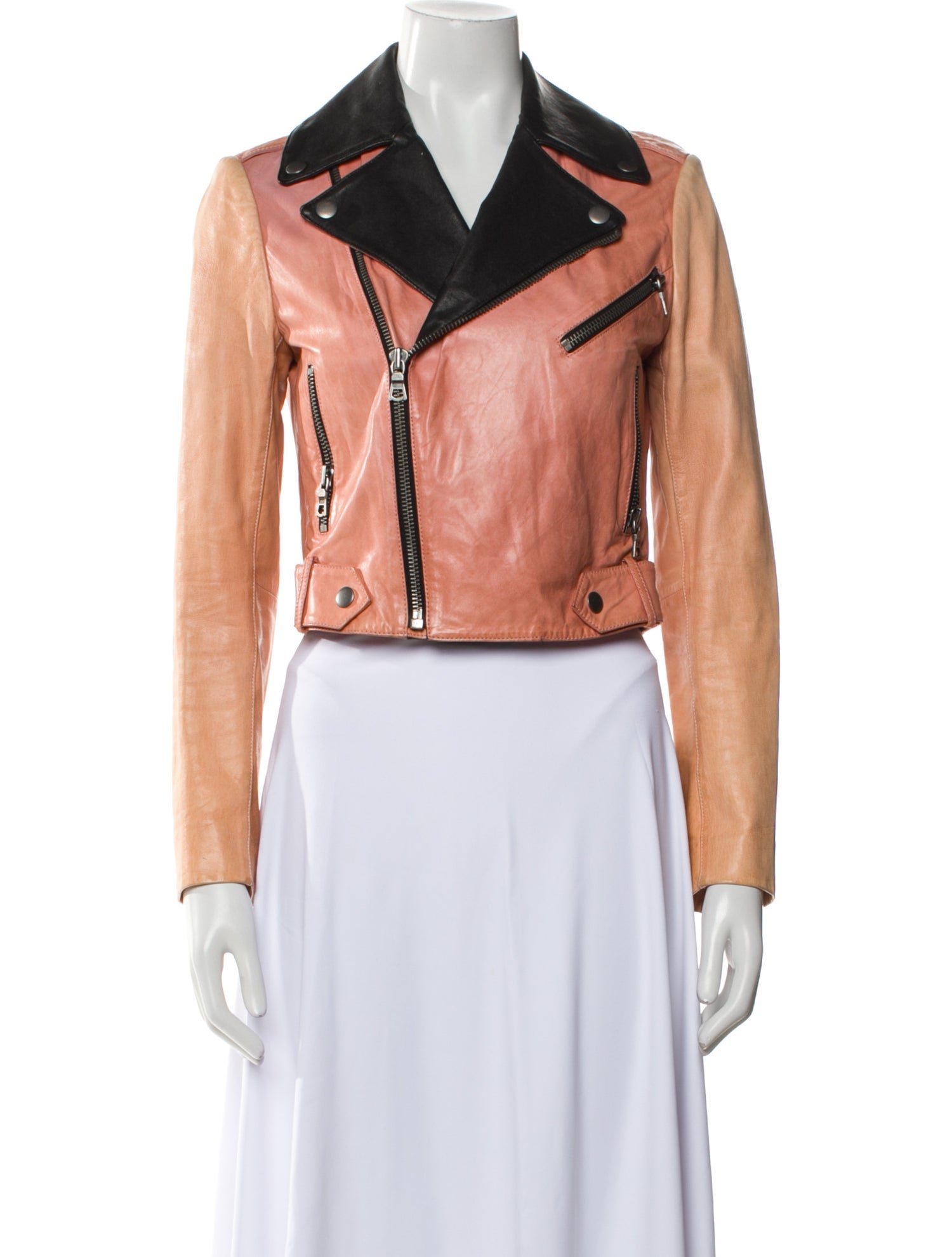 Alice + Olivia Lamb Leather Biker Jacket