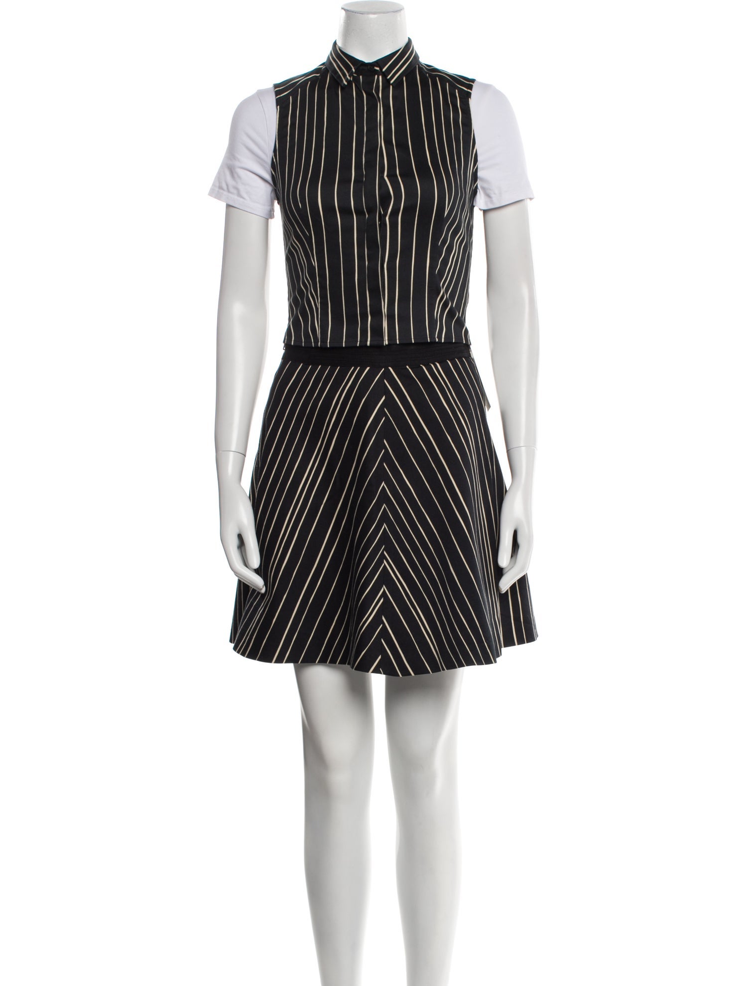 Alice + Olivia Striped Pleated Accents Skirt Set