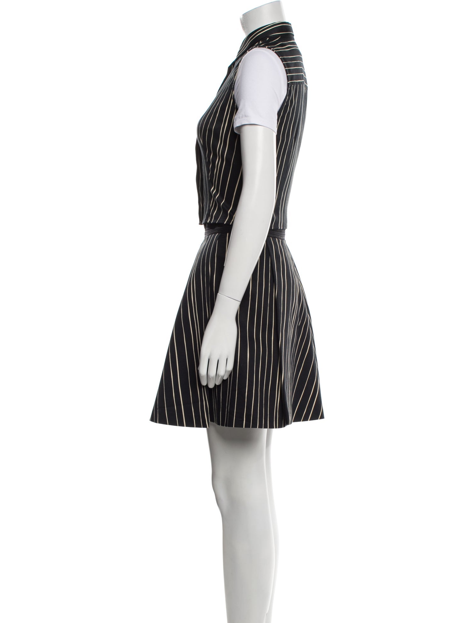 Alice + Olivia Striped Pleated Accents Skirt Set