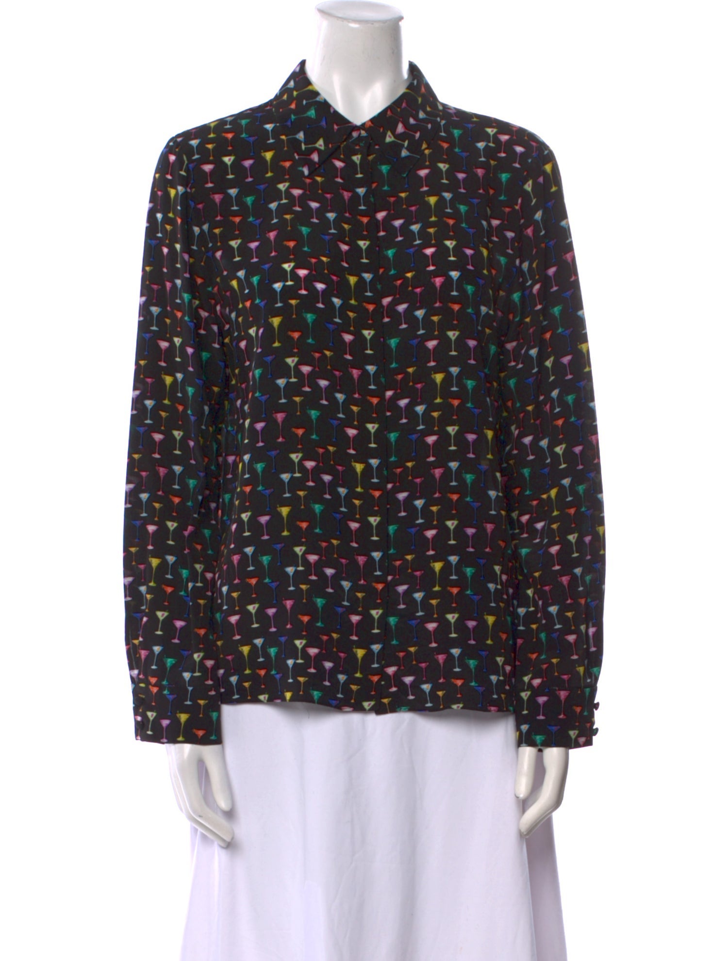 Alice + Olivia Printed Long Sleeve Blouse