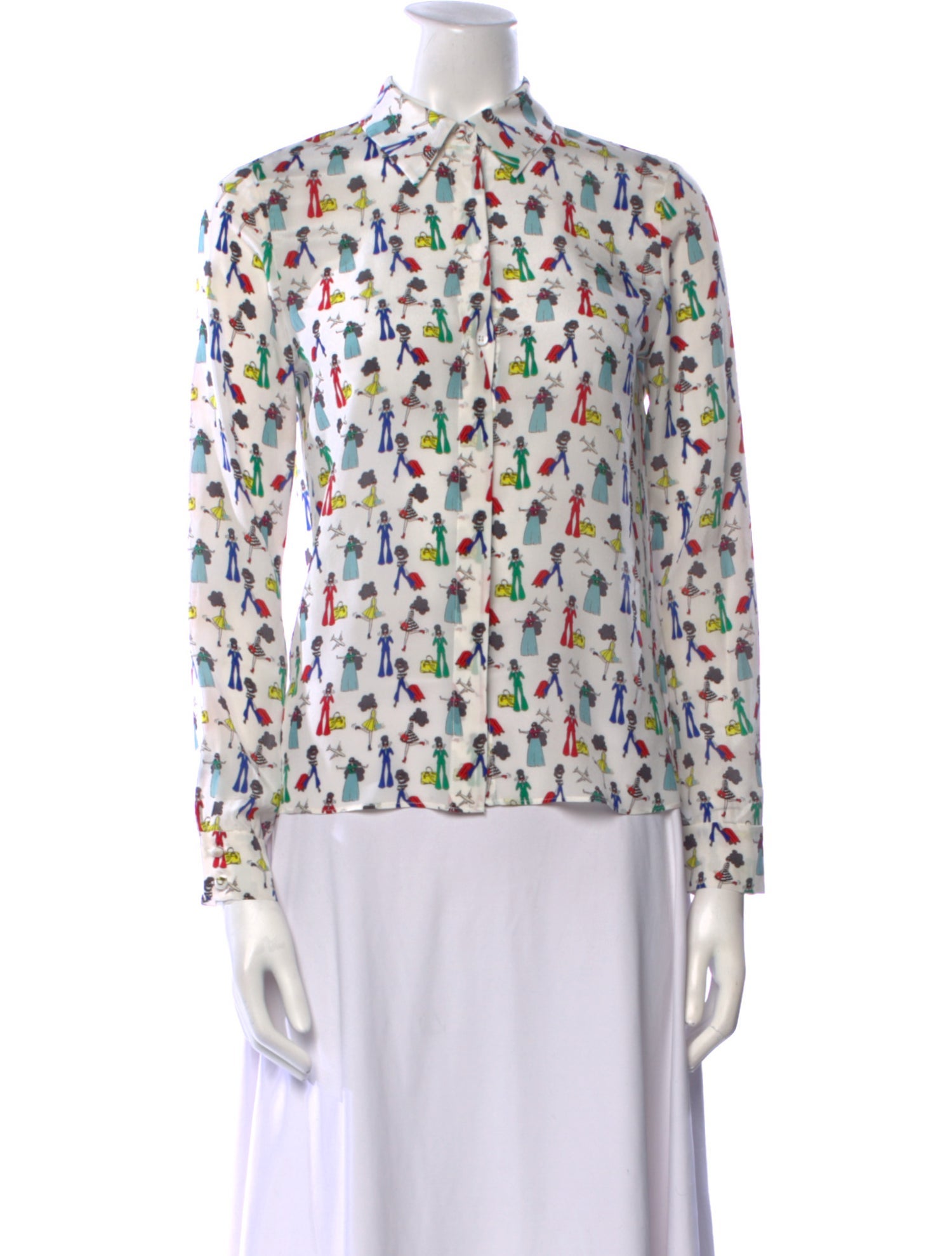 Alice + Olivia Silk Printed Button-Up Top