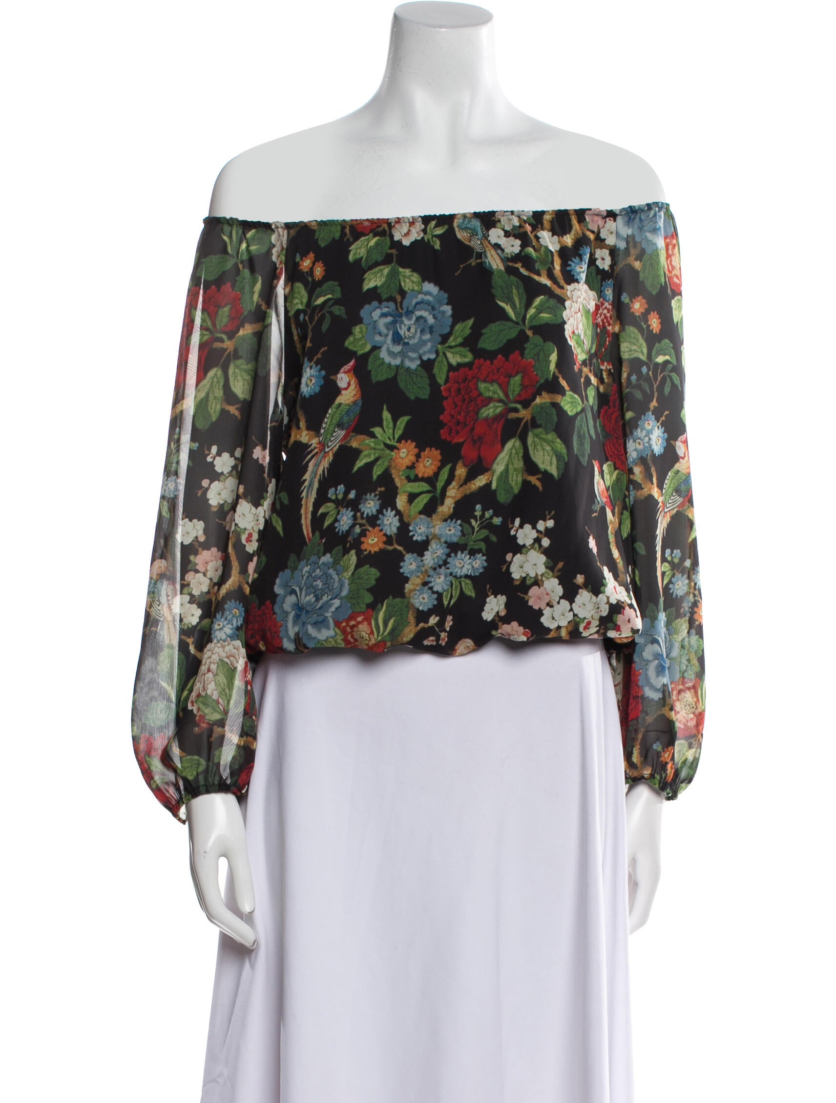 Alice + Olivia Floral Print Off-The-Shoulder Blouse