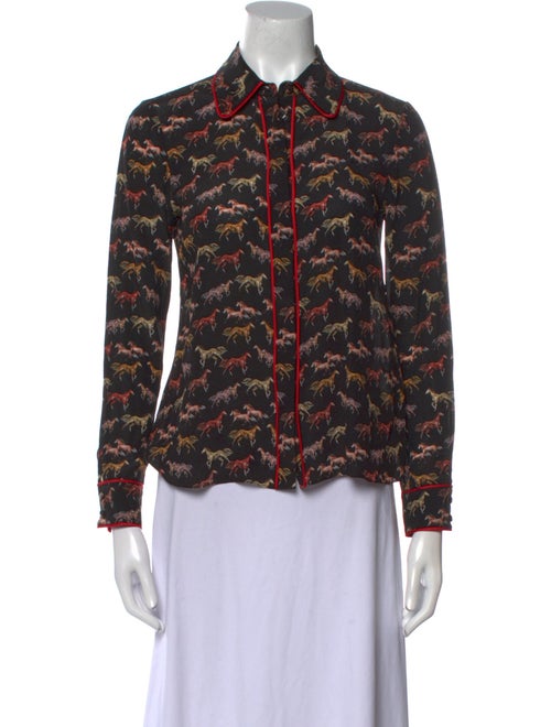 Alice + Olivia Silk Printed Button-Up Top