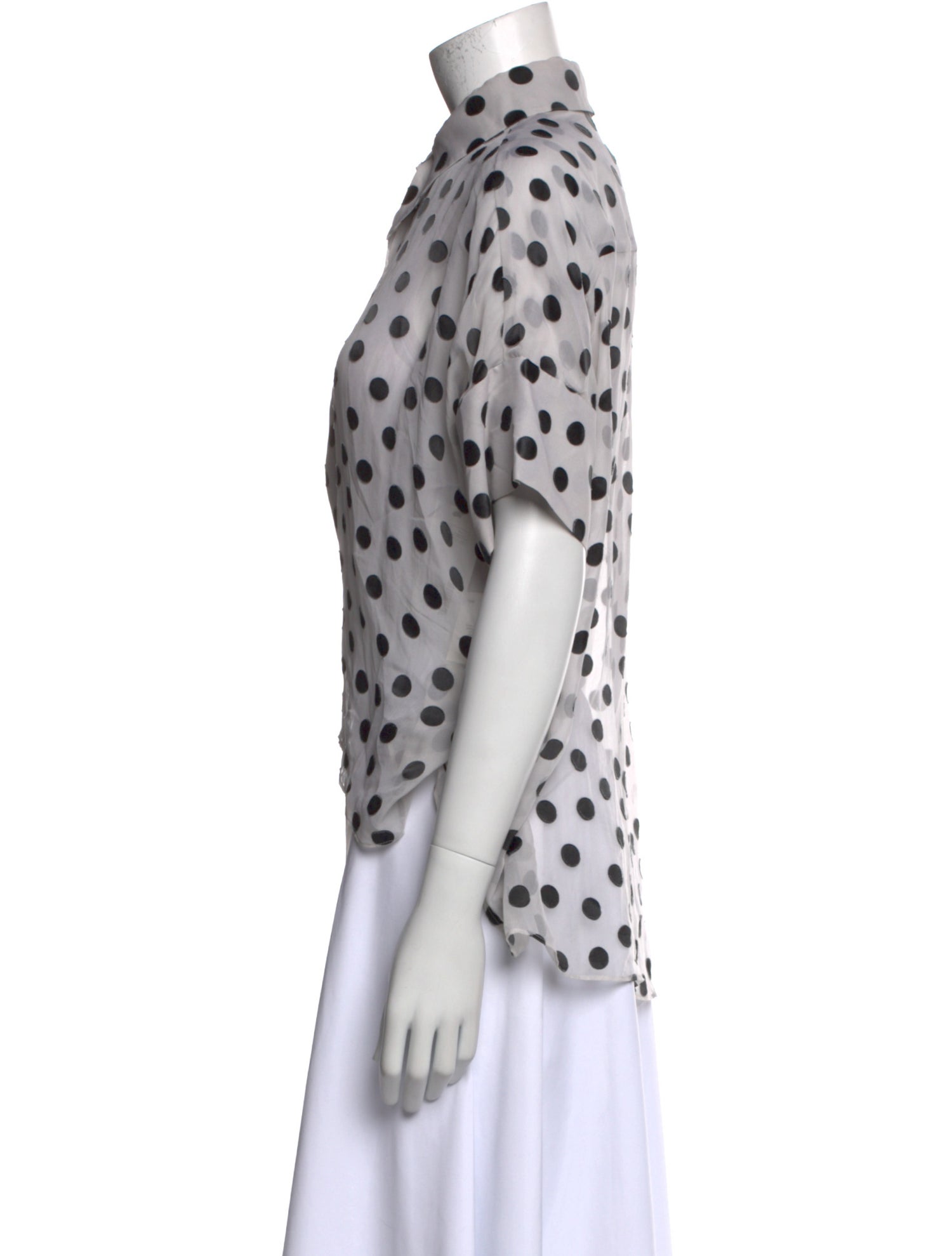 Alice + Olivia Silk Polka Dot Print Button-Up Top