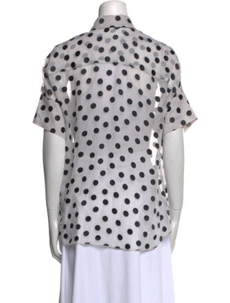 Alice + Olivia Silk Polka Dot Print Button-Up Top