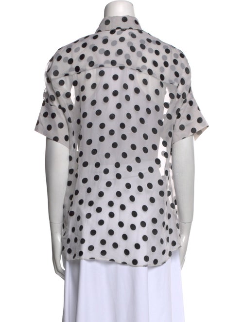 Alice + Olivia Silk Polka Dot Print Button-Up Top