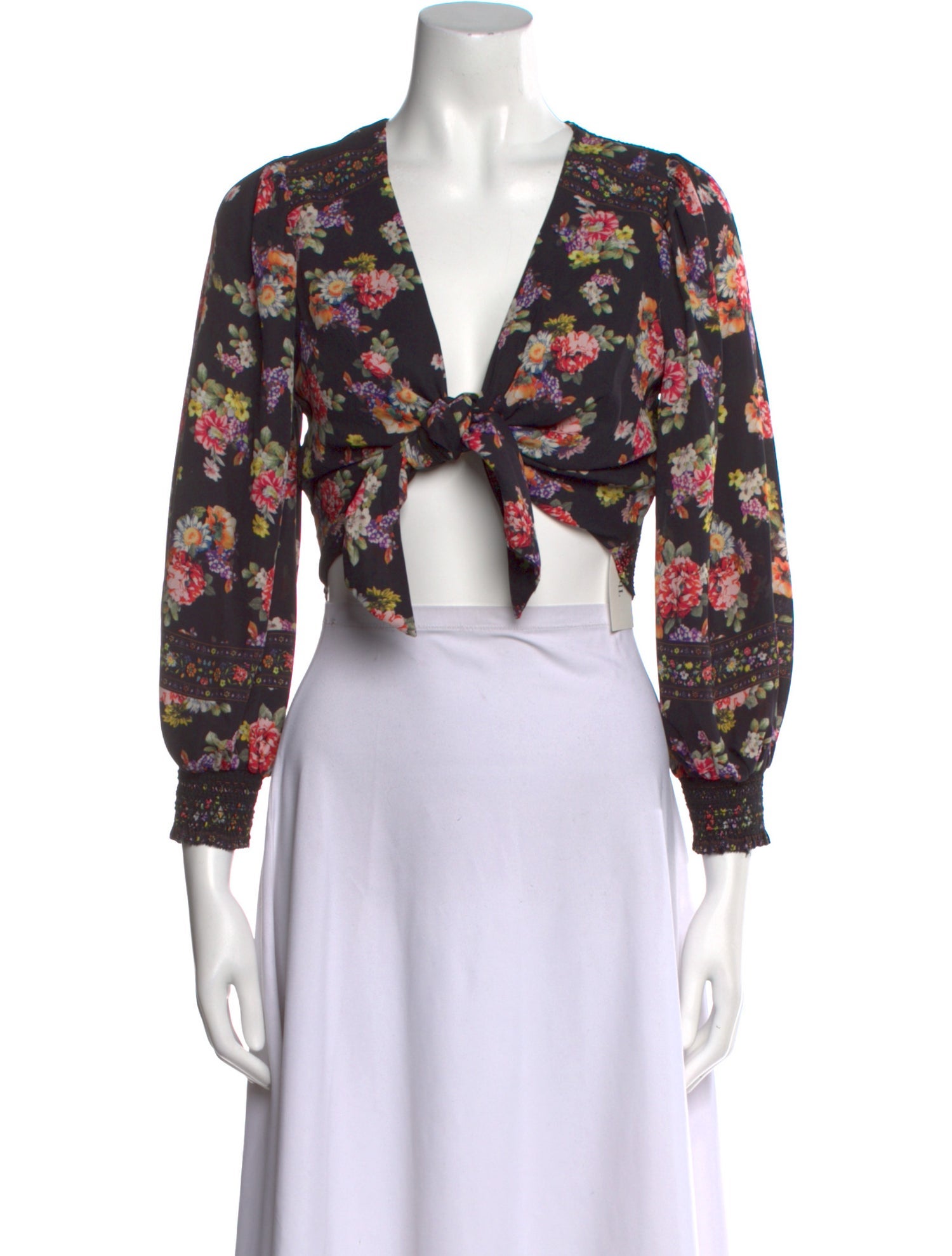 Alice + Olivia Floral Print V-Neck Crop Top