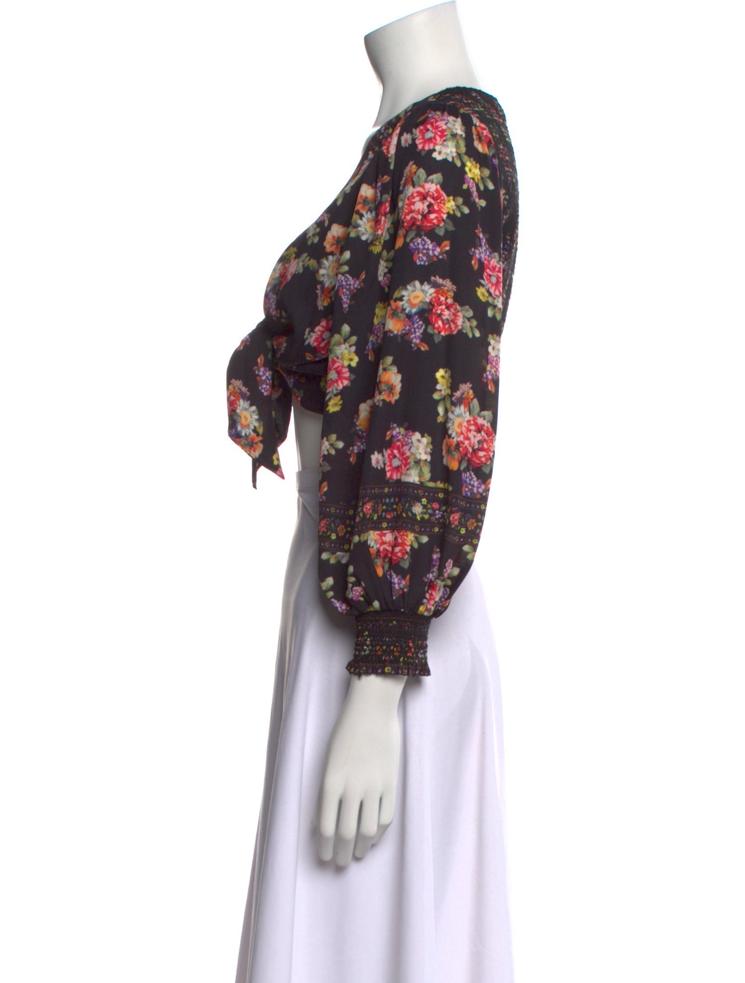 Alice + Olivia Floral Print V-Neck Crop Top