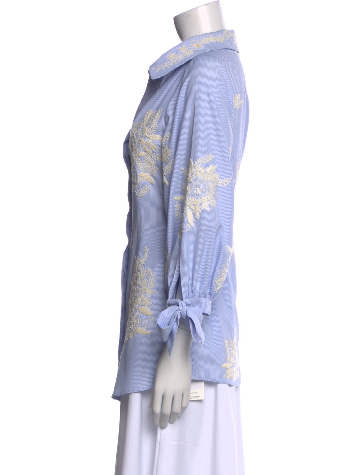 Alice + Olivia Striped V-Neck Button-Up Top