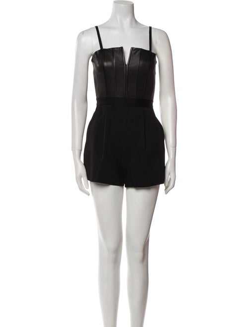 Alice + Olivia Lamb Leather V-Neck Romper
