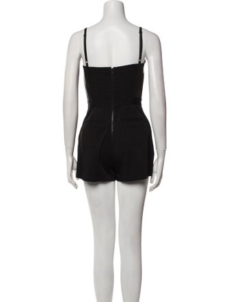 Alice + Olivia Lamb Leather V-Neck Romper