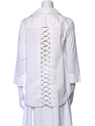 Alice + Olivia Three-Quarter Sleeve Button-Up Top