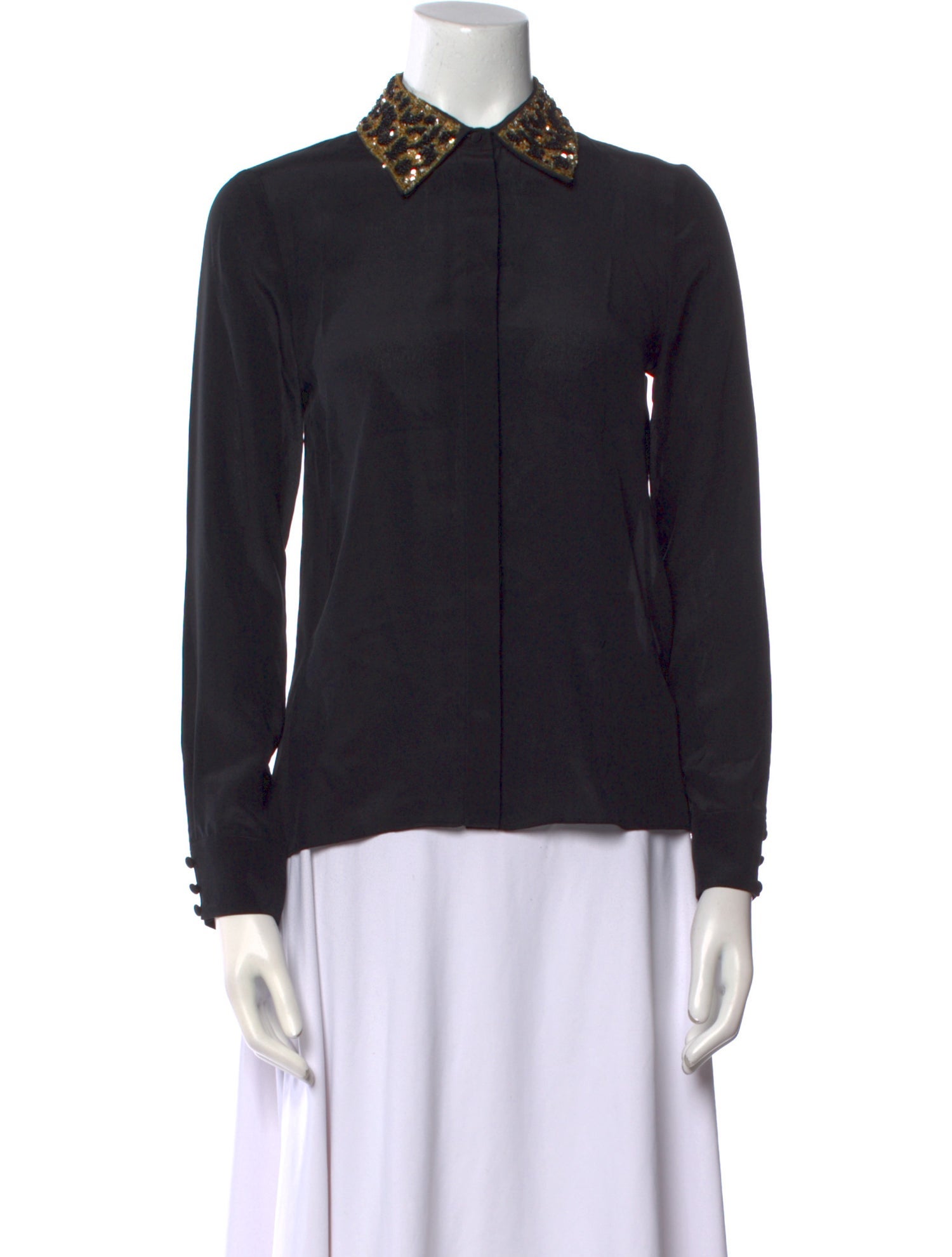 Alice + Olivia Silk Long Sleeve Button-Up Top w/ Tags