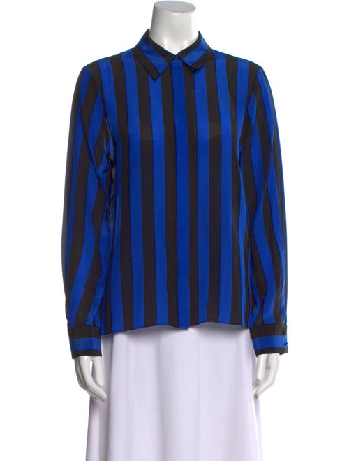 Alice + Olivia Silk Striped Button-Up Top