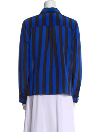 Alice + Olivia Silk Striped Button-Up Top