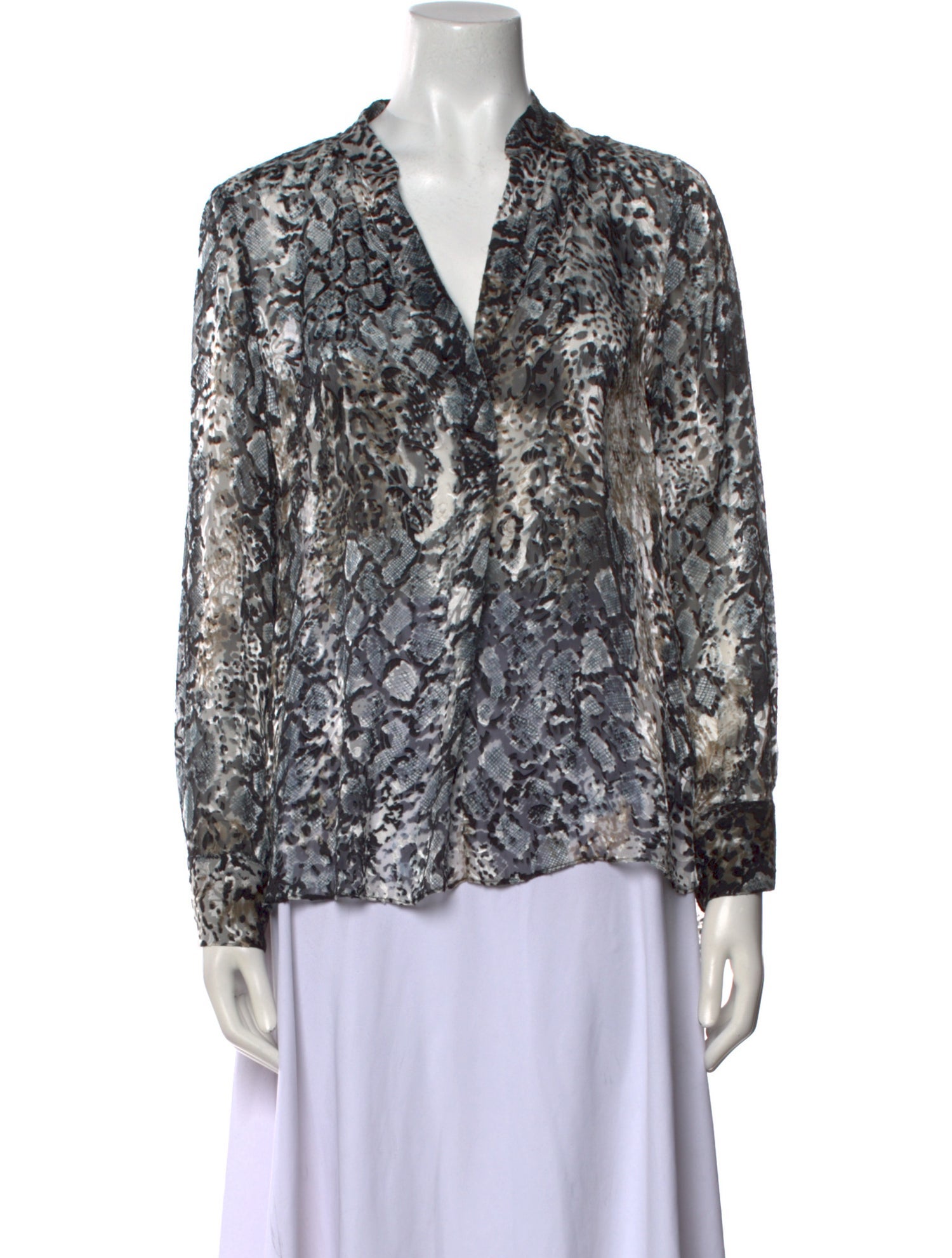 Alice + Olivia Printed V-Neck Blouse