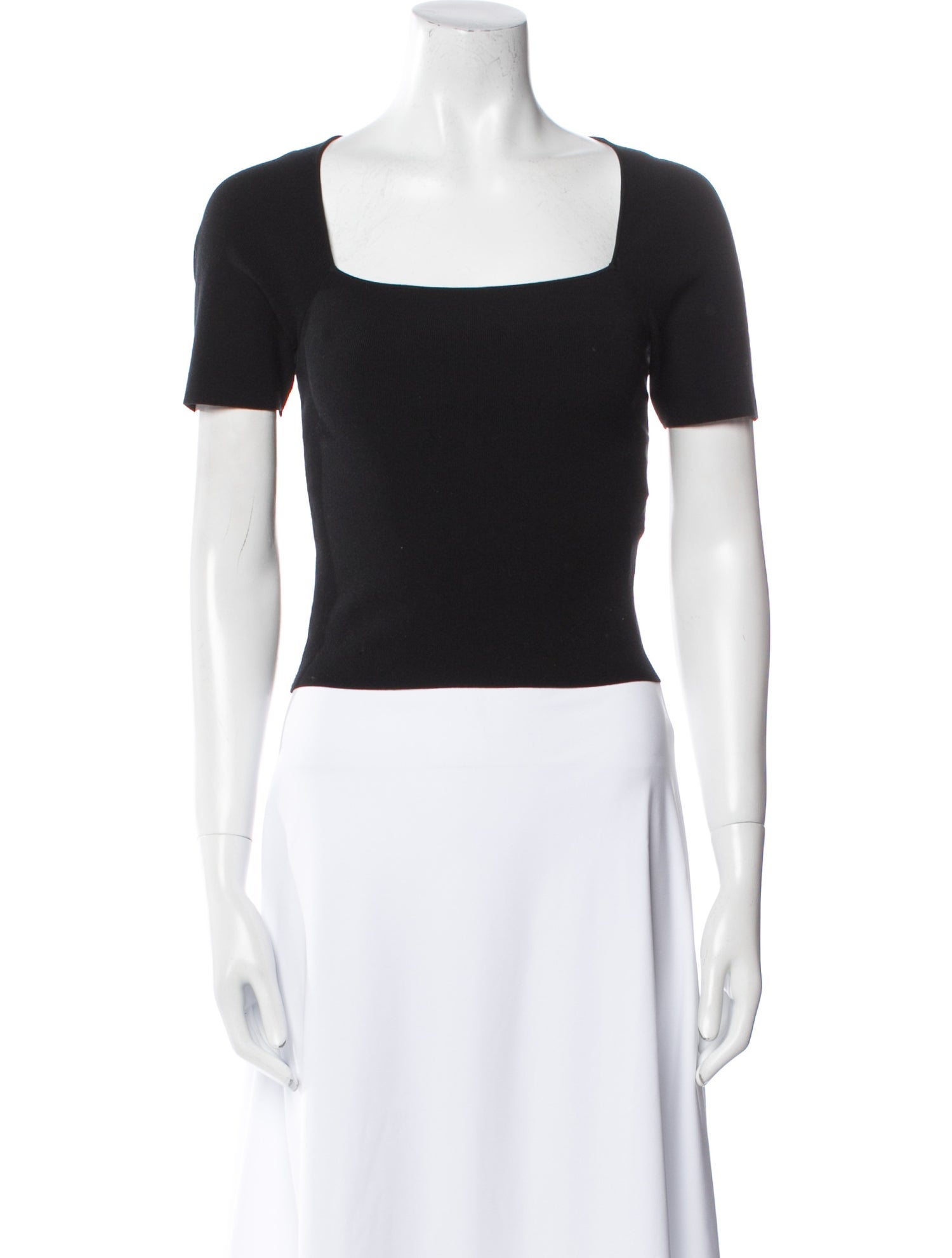 Alice + Olivia Square Neckline Short Sleeve Crop Top
