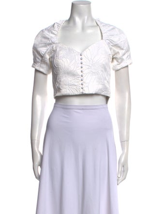 Alice + Olivia Square Neckline Short Sleeve Crop Top