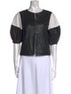 Alice + Olivia Lamb Leather Crew Neck Crop Top