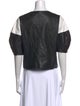Alice + Olivia Lamb Leather Crew Neck Crop Top