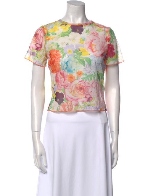 Alice + Olivia Floral Print Scoop Neck T-Shirt