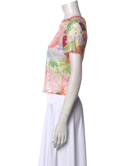 Alice + Olivia Floral Print Scoop Neck T-Shirt