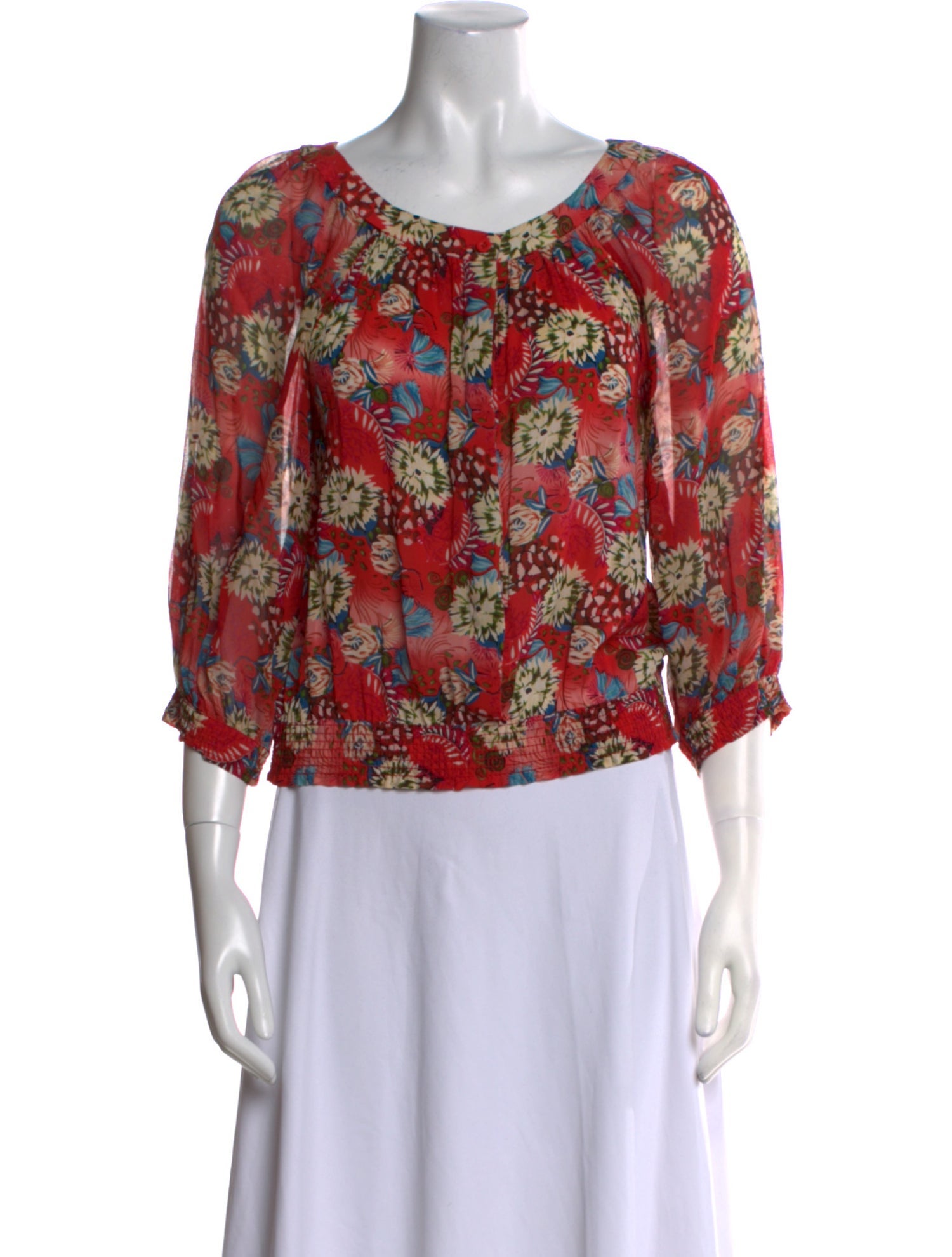 Alice + Olivia Silk Floral Print Blouse