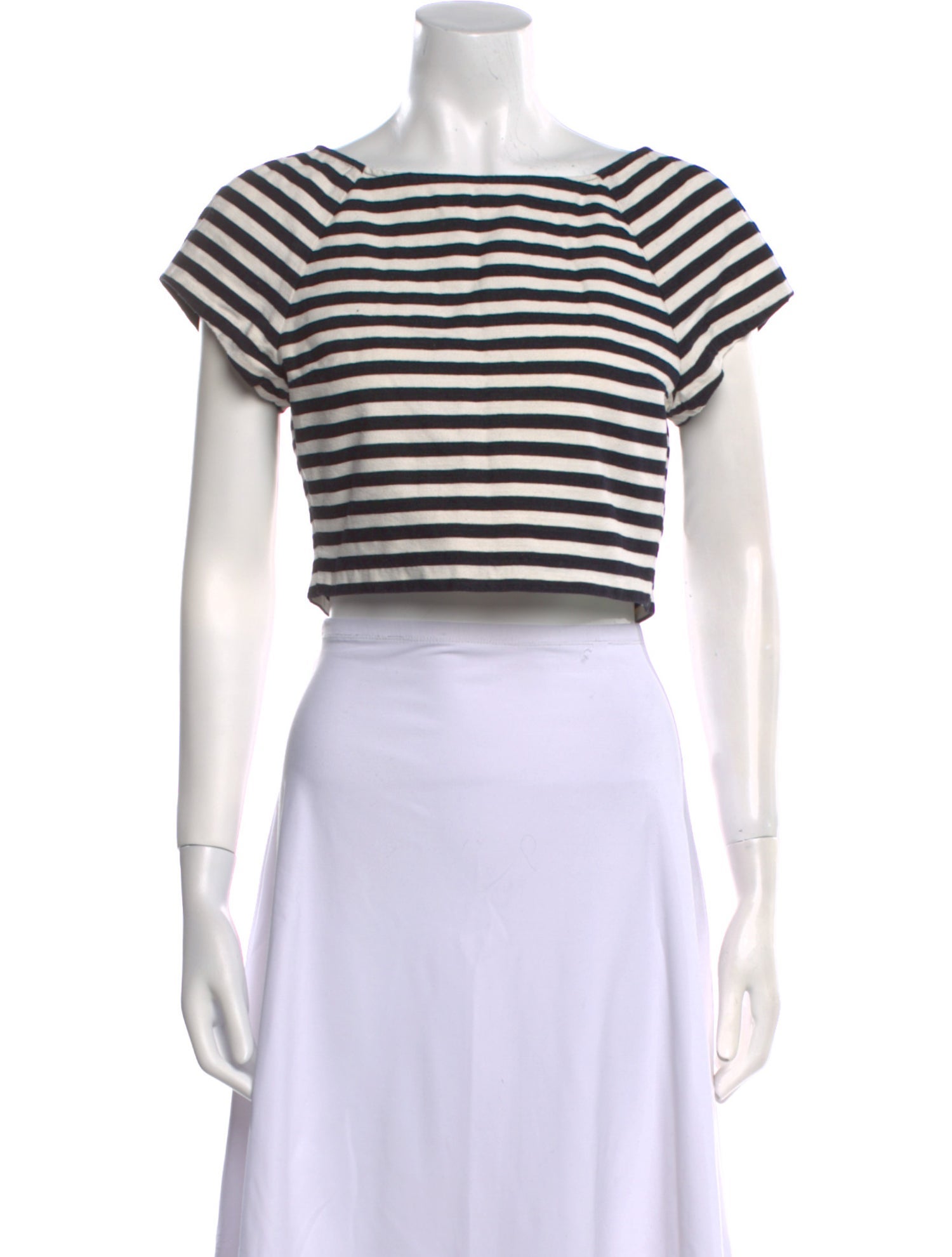 Alice + Olivia Striped Scoop Neck Crop Top