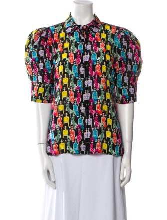 Alice + Olivia Silk Floral Print Blouse