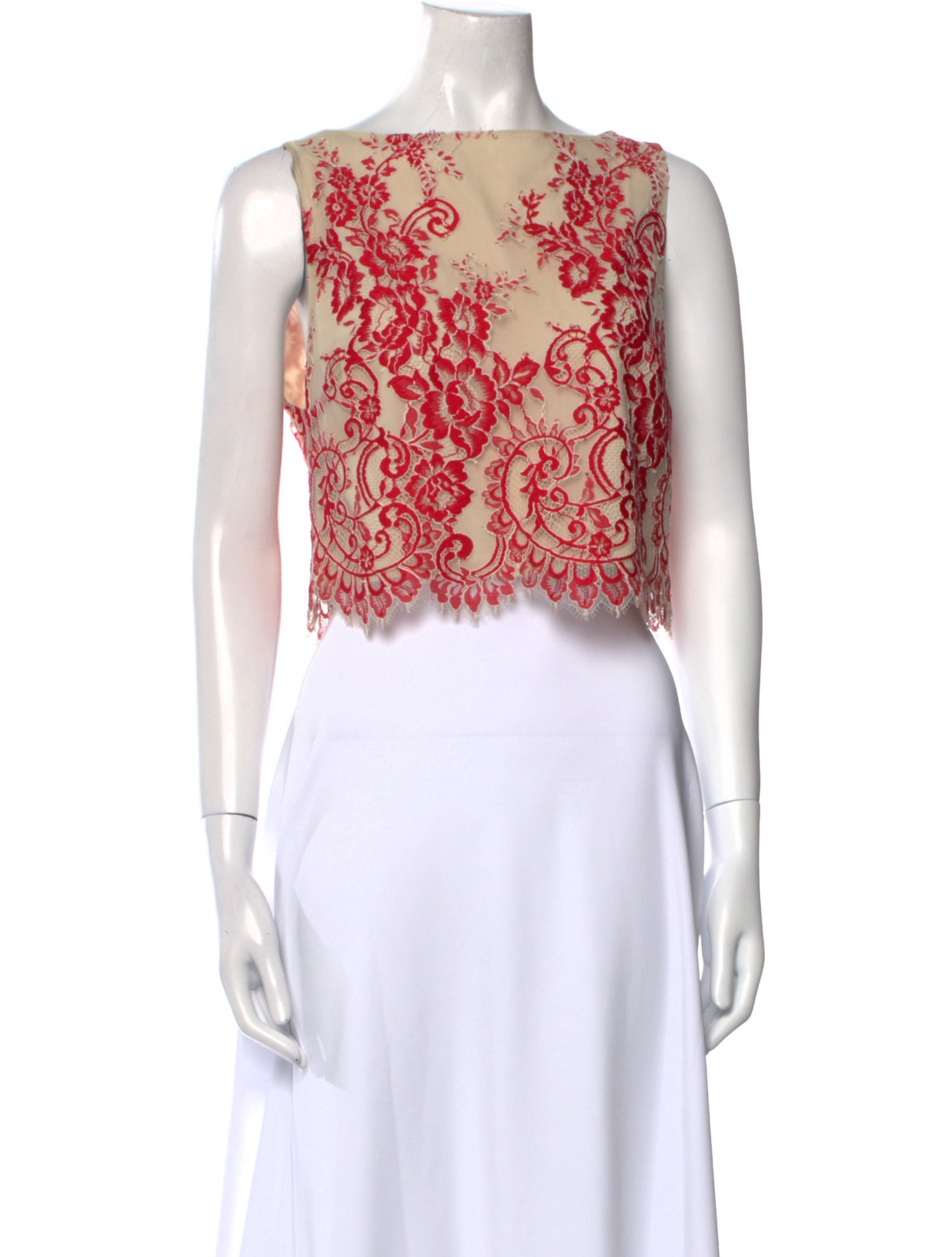 Alice + Olivia Lace Pattern Square Neckline Crop Top
