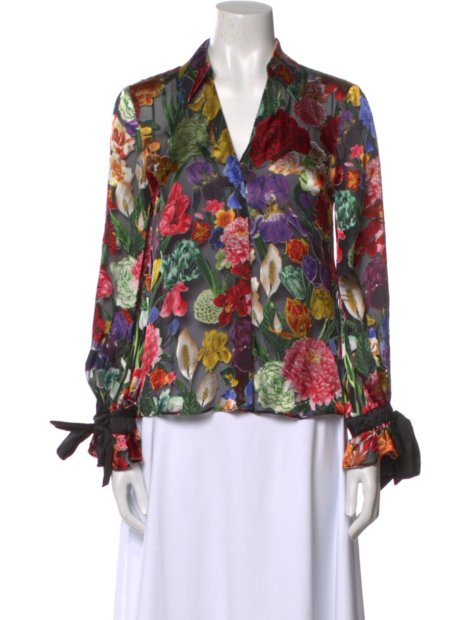 Alice + Olivia Floral Print Long Sleeve Blouse