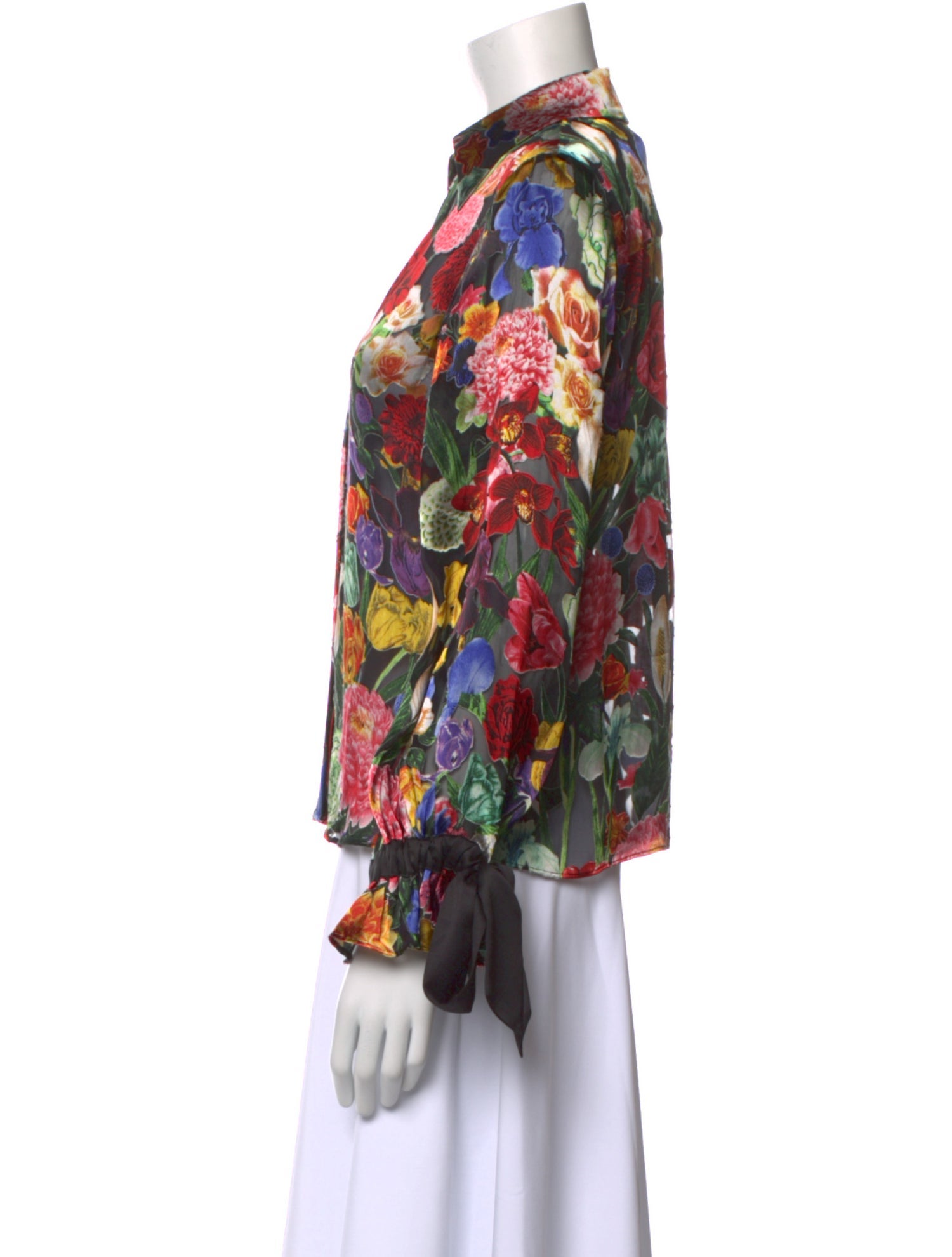 Alice + Olivia Floral Print Long Sleeve Blouse