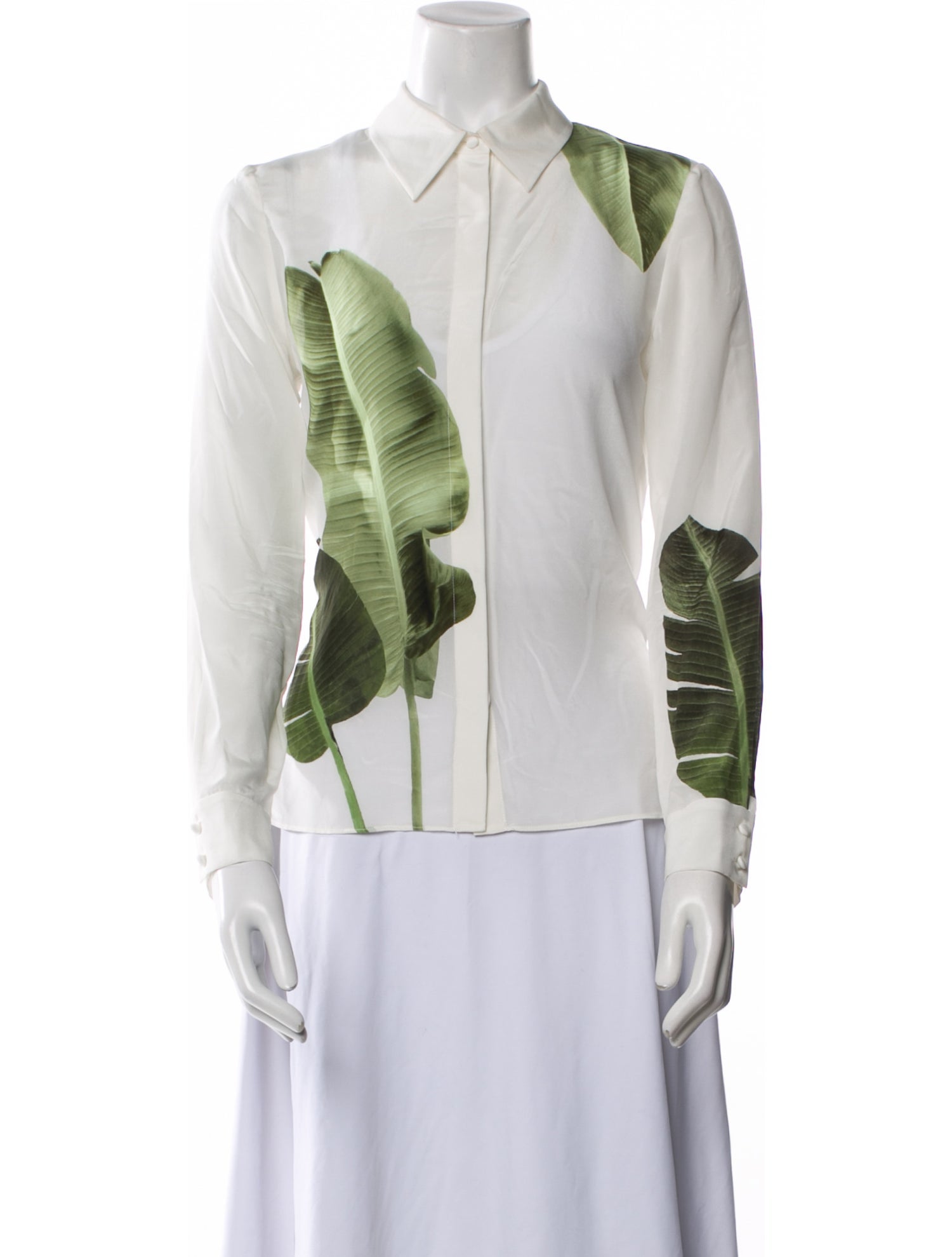 Alice + Olivia Printed V-Neck Button-Up Top