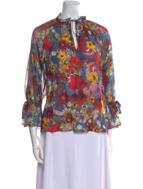 Alice + Olivia Floral Print Mock Neck Blouse