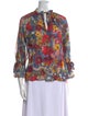 Alice + Olivia Floral Print Mock Neck Blouse