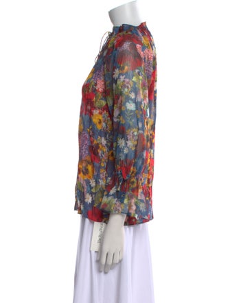 Alice + Olivia Floral Print Mock Neck Blouse