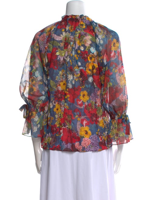 Alice + Olivia Floral Print Mock Neck Blouse