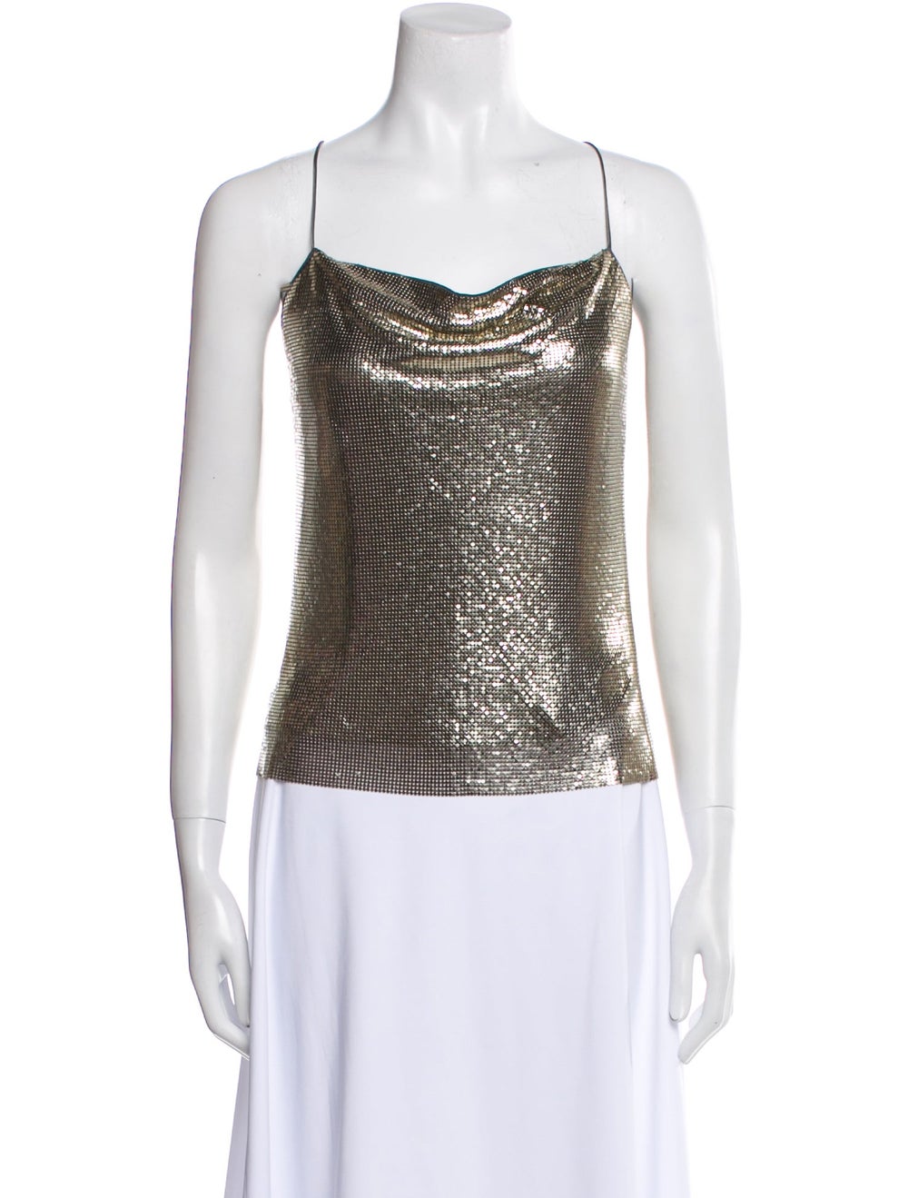 Alice + Olivia Tank Top Silver Chain-Link Accents… - image 1
