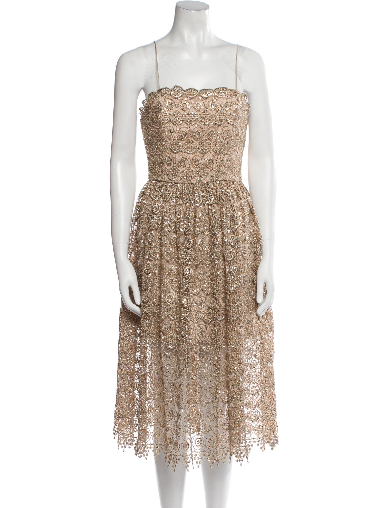 Alice + Olivia Strapless Midi Length Dress