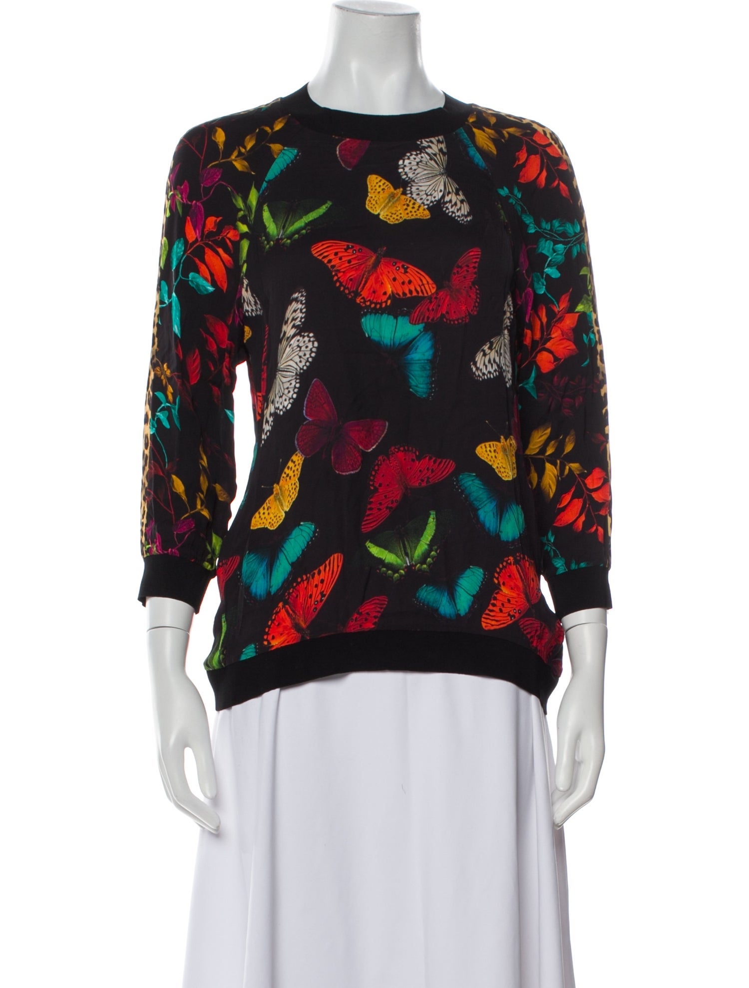 Alice + Olivia Printed Crew Neck Blouse