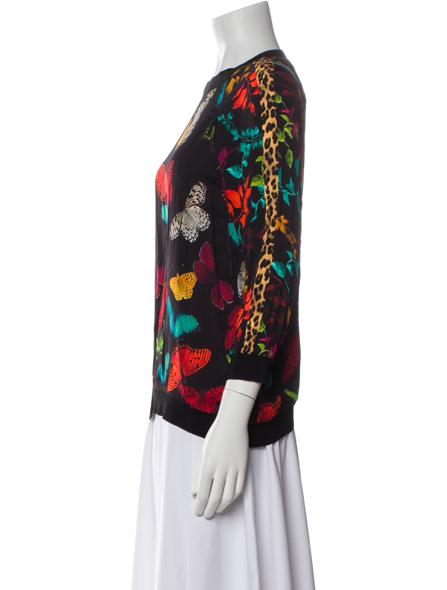 Alice + Olivia Printed Crew Neck Blouse