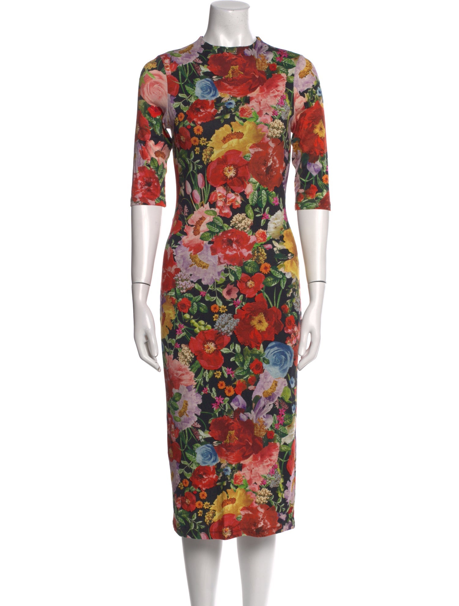 Alice + Olivia Floral Print Midi Length Dress